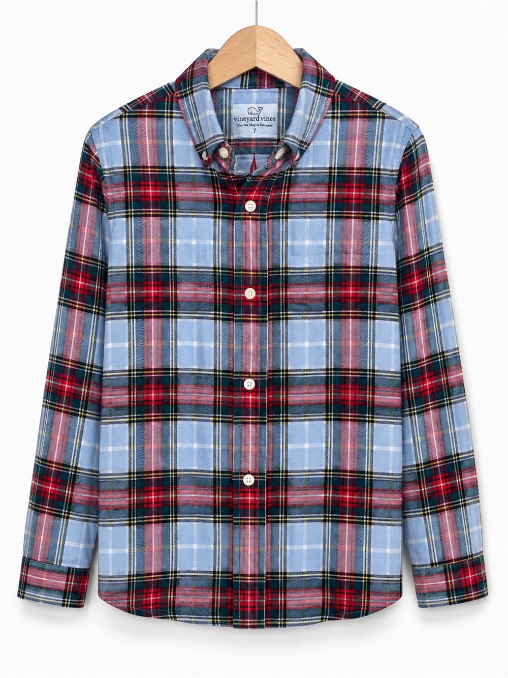 Vineyard Vines Light Blue & Red Plaid Button-Down Shirt